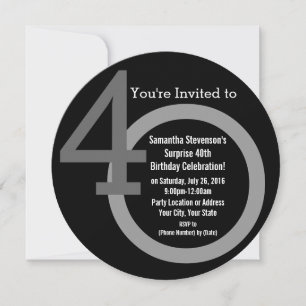 Cirle Round Numbers 40th Birthday Party Invitation