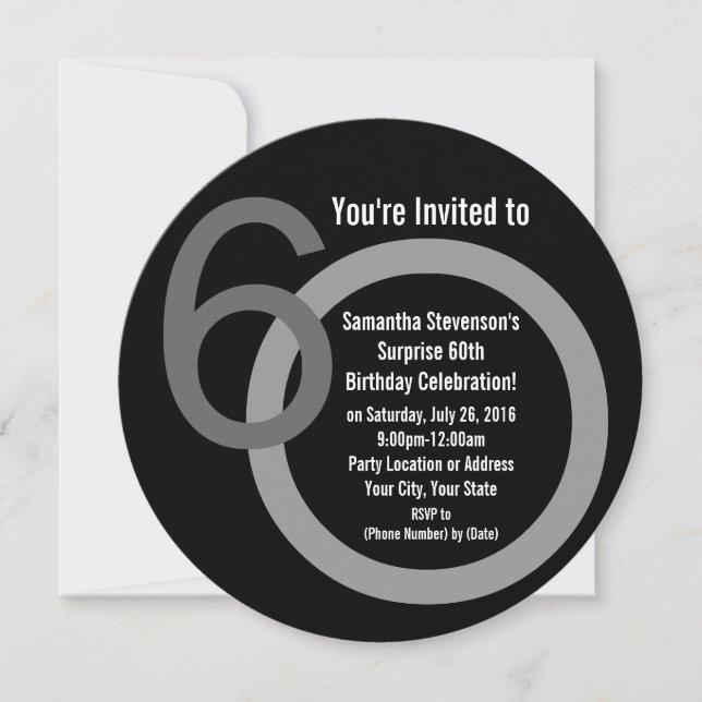 Cirle Round Numbers 60th Birthday Party Invitation (Front)