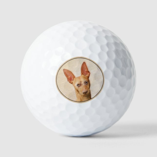 Cirneco dell’Etna Painting - Cute Original Dog Art Golf Balls (Front)