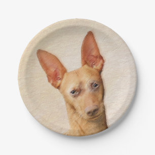 Cirneco dell’Etna Painting - Cute Original Dog Art Paper Plate