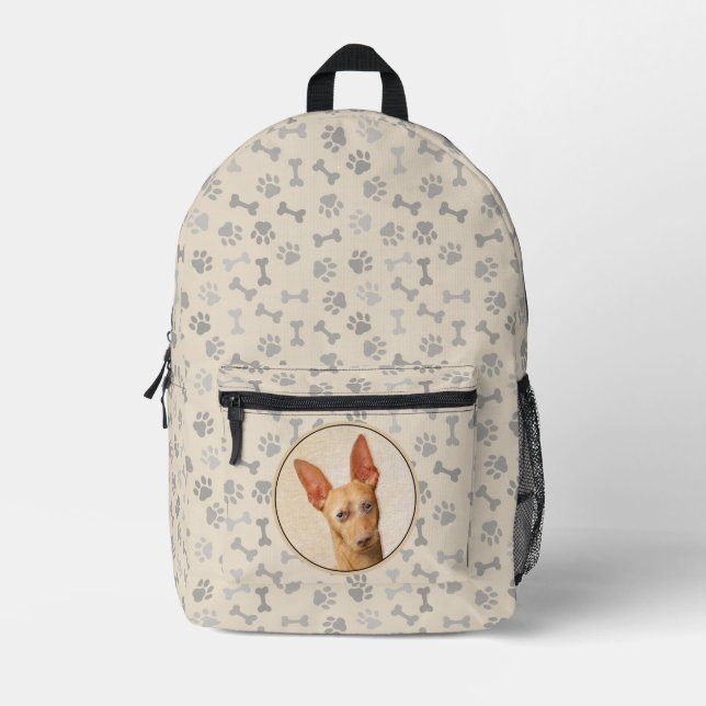 Cirneco dell’Etna Painting - Cute Original Dog Art Printed Backpack (Front)