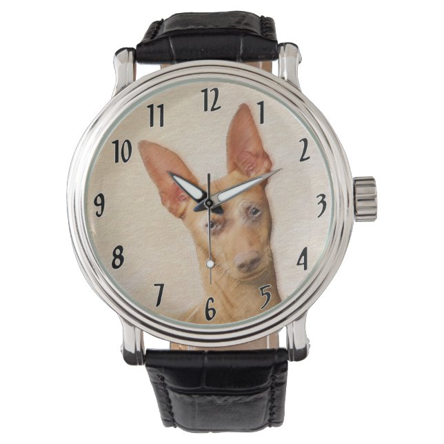 Cirneco dell’Etna Painting - Cute Original Dog Art Watch (Front)