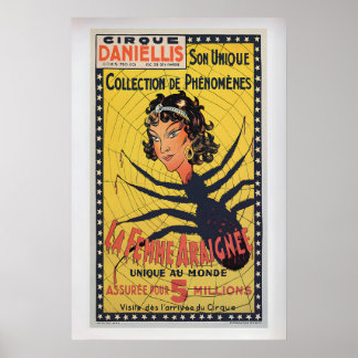 Cirque Daniellis, the Spider Woman Vintage Circus Poster