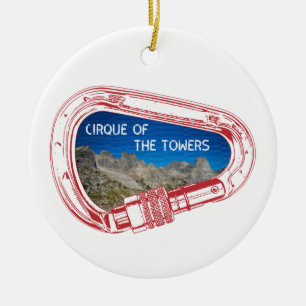Cirque Of The Towers Climbing Carabiner Ceramic Tree Decoration