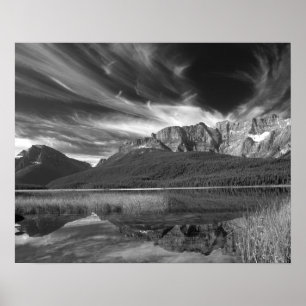 Cirrus clouds over Waterfowl Lake, Banff Poster