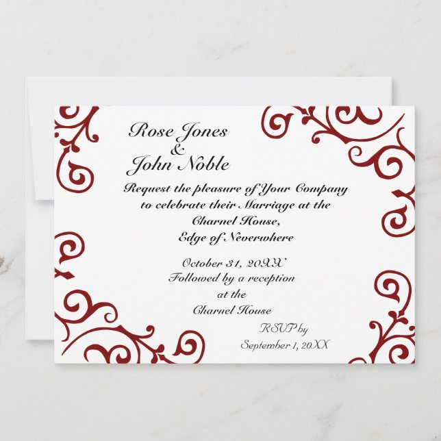 Cirrus Ivory (Red) Wedding Invitation (Front)