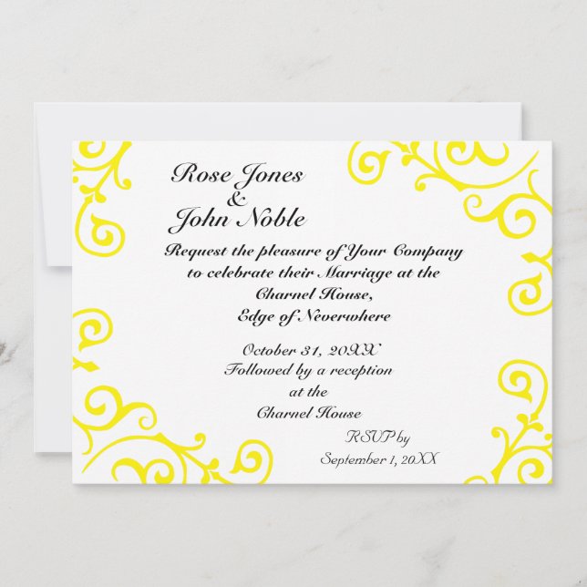 Cirrus Ivory (Yellow) Wedding Invitation (Front)
