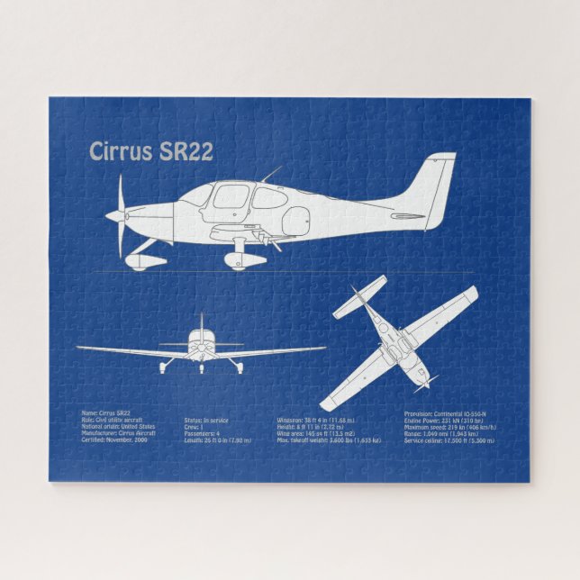Cirrus SR22 - Aeroplane Blueprint Drawing Plans AB Jigsaw Puzzle (Horizontal)