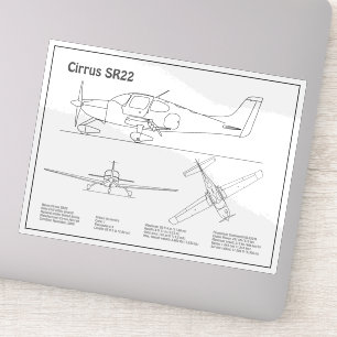 Cirrus SR22 - Aeroplane Blueprint Drawing Plans BD