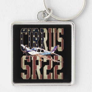 Cirrus SR22 Aircraft Vintage United States Flag Key Ring