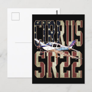 Cirrus SR22 Aircraft Vintage United States Flag Postcard