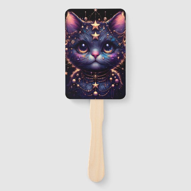 Cismic kitty and fiery drgain hand fan (Front)