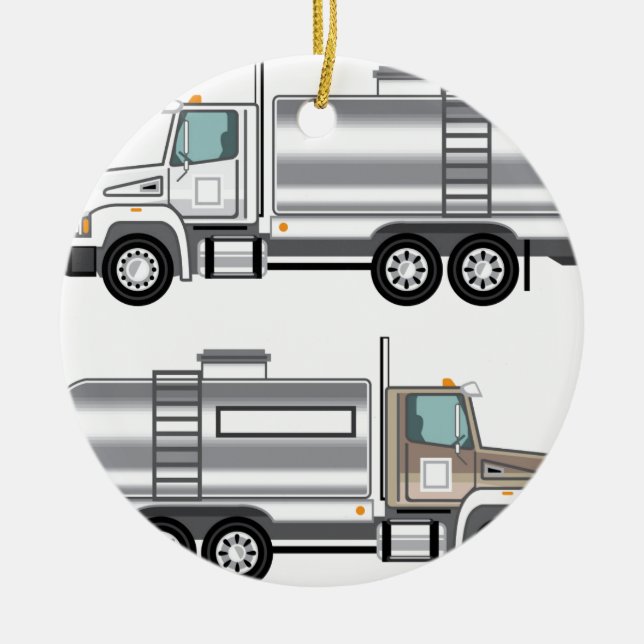 Cistern Truck Liquid Cargo Ceramic Tree Decoration (Front)