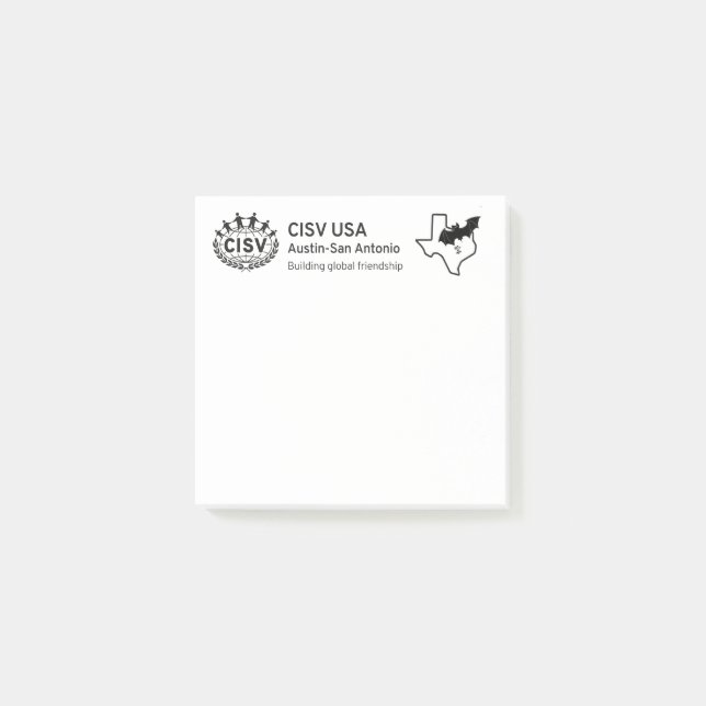 CISV Austin ATX Bat City Post-It Notes (Front)