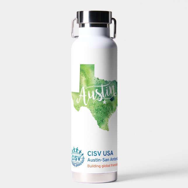 CISV Austin Texas Motif Thor Copper Insulated  Water Bottle (Front)
