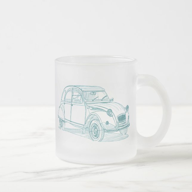 Cit 2CV Frosted Glass Coffee Mug (Right)
