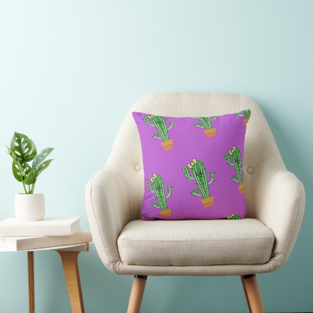 Cite cactus with kawaii eyes Pillow 41 x 41 cm (Chair)