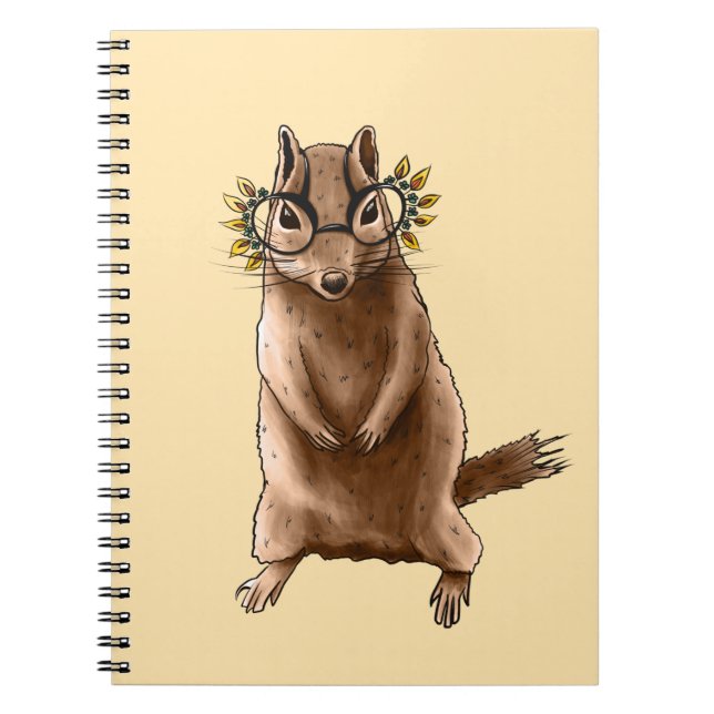 Cite Chipmunk Hippie Glasses Notebook (Front)