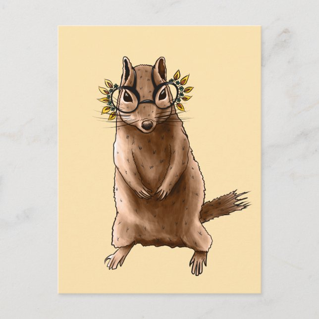 Cite Chipmunk Hippie Glasses Postcard (Front)