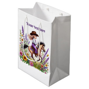Cite cowgirl customisable Birthday party  Medium Gift Bag