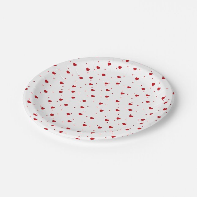 Cite Red Valentines Hearts Pattern Paper Plate (Angled)