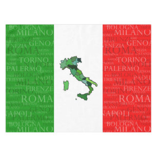 Cities, Map, and Flag of Italy Tablecloth