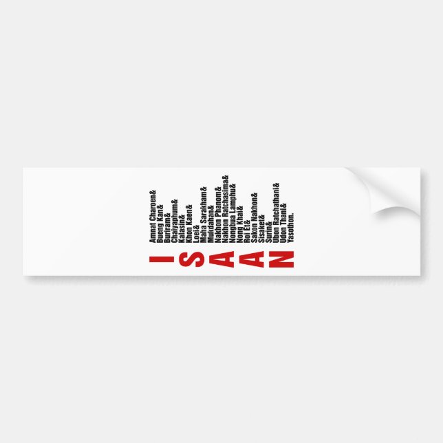 Cities of Isaan, Thailand Bumper Sticker (Front)