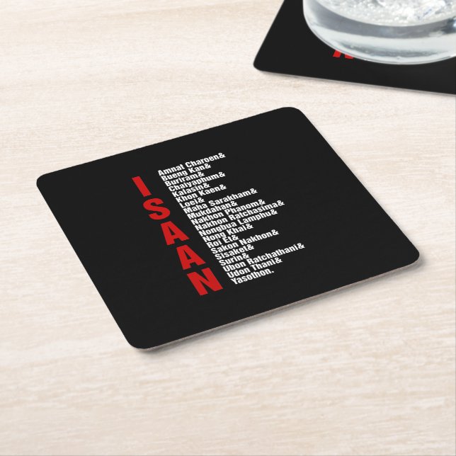 Cities of Isaan, Thailand Square Paper Coaster (Angled)