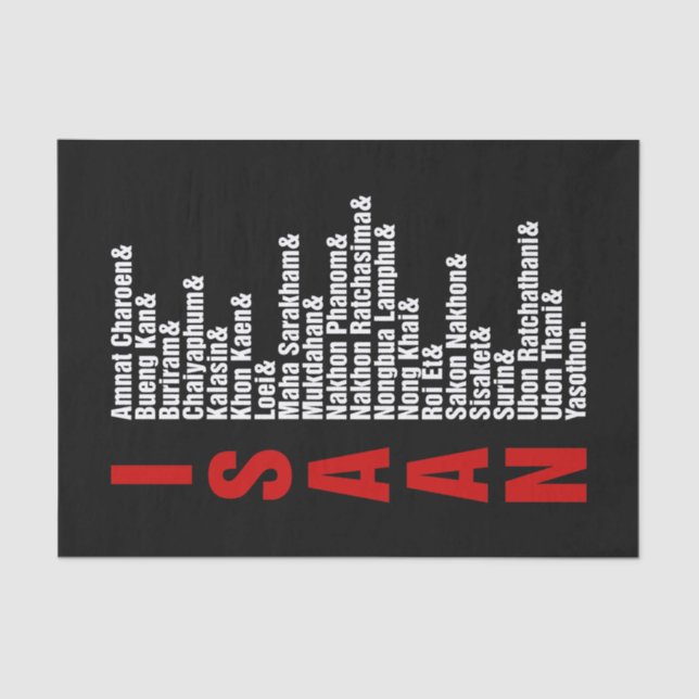 Cities of Isaan, Thailand Tissue Paper (Front)