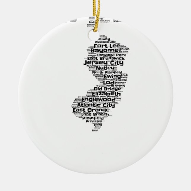 Cities of New Jersey Ceramic Tree Decoration (Front)