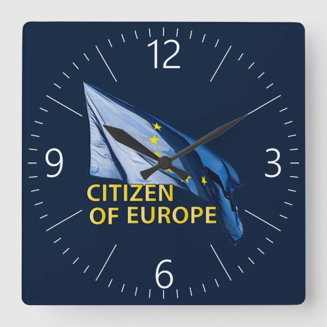 Citizen of Europe Square Wall Clock (Front)