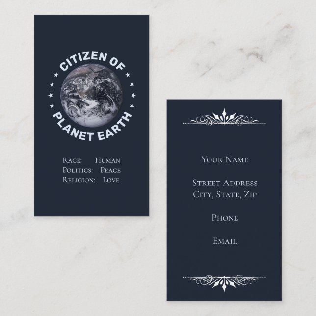 Citizen of Planet Earth Business Card (Front/Back)