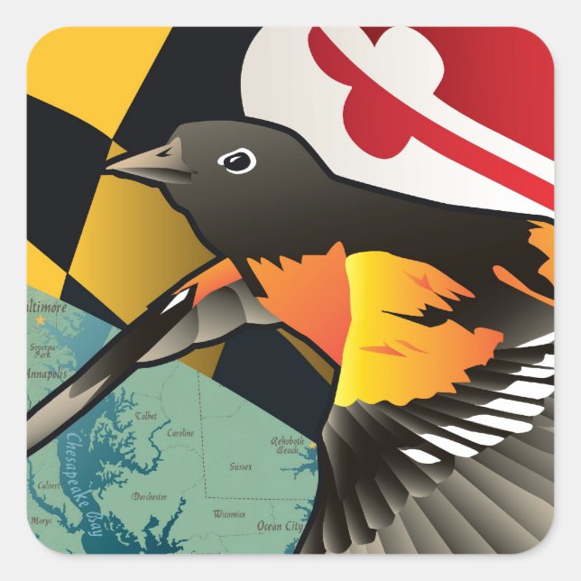 Citizen Oriole, Maryland's State Bird Square Sticker (Front)