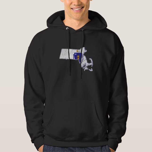 Citizen Proud America State Distressed Map Massach Hoodie (Front)