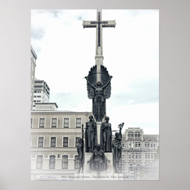 Citizen War Memorial Statue, Christchurch New Zeal Poster (Front)