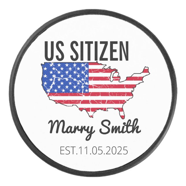 Citizenship Day American  – Proud to Be an America Hockey Puck (Front)
