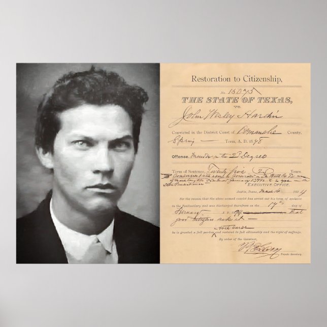 CITIZENSHIP of TEXAS RESTORED - JOHN HARDIN Poster (Front)
