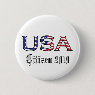 Citizenship Year USA Stars and Stripes 6 Cm Round Badge