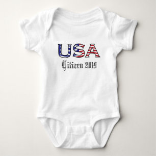 Citizenship Year USA Stars and Stripes Baby Bodysuit