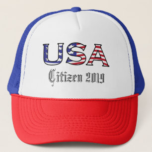Citizenship Year USA Stars and Stripes Trucker Hat
