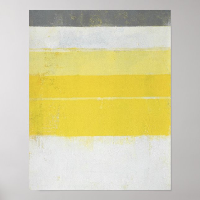 'Citric' Grey and Yellow Abstract Art Poster (Front)