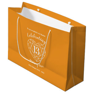 Citrine Anniversary 13 years personalised Large Gift Bag