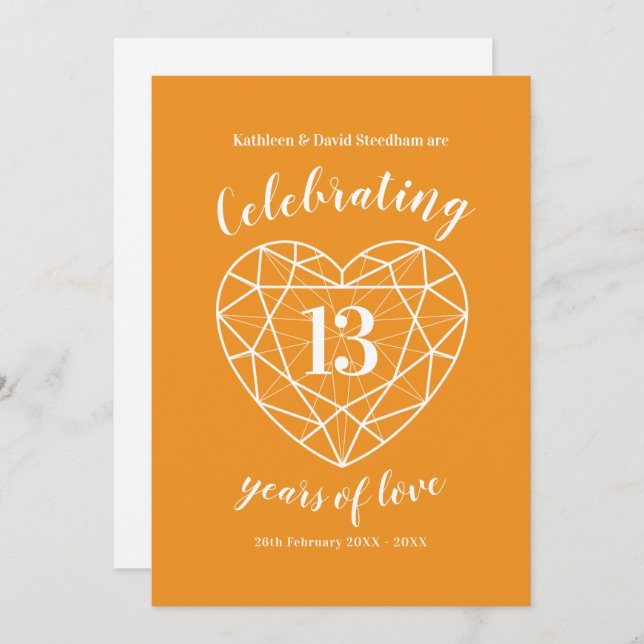 Citrine celebrating 13 years of love party invites (Front/Back)