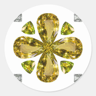 Citrine Clover Classic Round Sticker