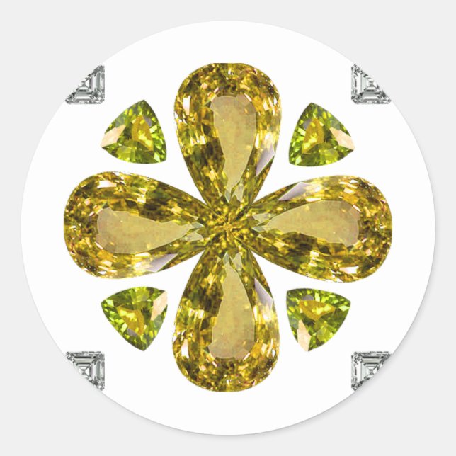 Citrine Clover Classic Round Sticker (Front)