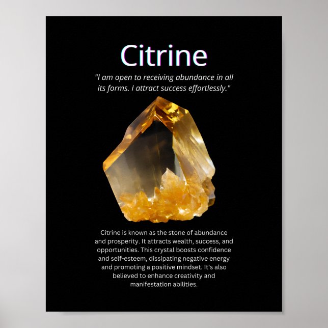 Citrine Crystal Stone Meaning Poster (Front)