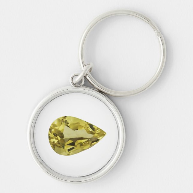 Citrine Gemstone Yellow Key Ring (Front)