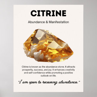 Citrine Stone Crystal Meaning Poster