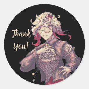 Citrine thank you anime classic round sticker