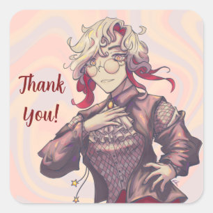 Citrine thank you anime square sticker